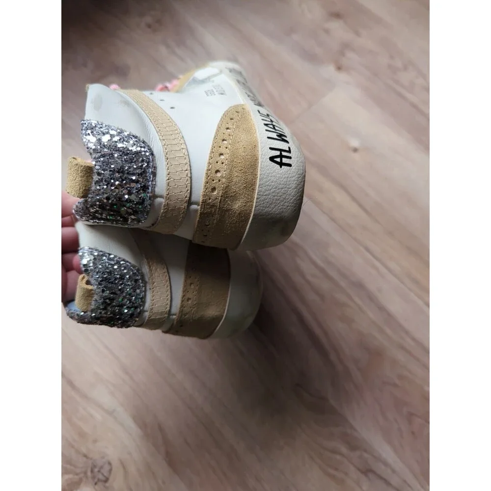 Golden Goose Mid Star Brogue Womens 42 Beige White